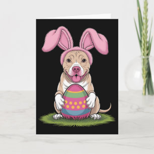 Tarjeta Conejito Pitbull adorable Pascua Abrazo Huevos Fel