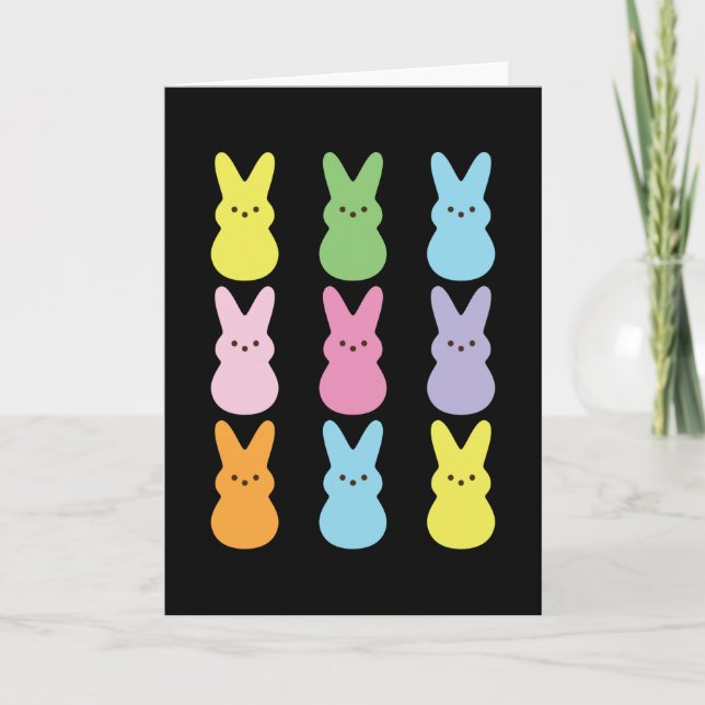 Tarjeta Conejitos de malvavisco de Pascua felices lindos p (Anverso)