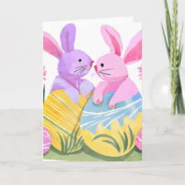 Tarjeta Conejitos de Pascua | Acuarela Pastel