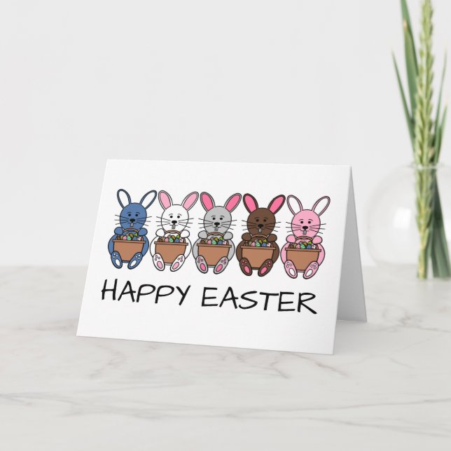 Tarjeta Conejitos de Pascua, Feliz Pascua (Anverso)