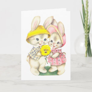 Tarjeta Conejitos de Pascua lindos