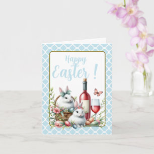 Tarjeta Conejitos de Pascua Vino con Mensaje Editable