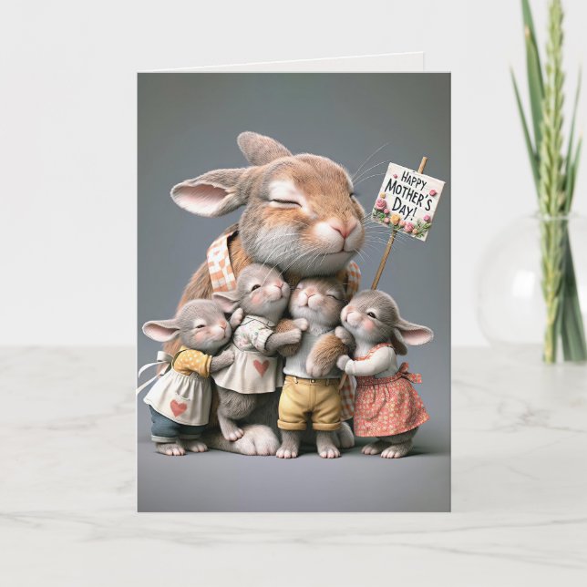 Tarjeta Conejitos del Día de la Madre (Anverso)