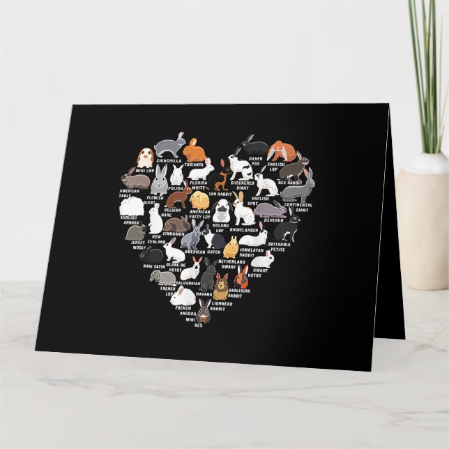 Tarjeta Conejitos Divertidos Corazón De Conejo Divertido  (Anverso)