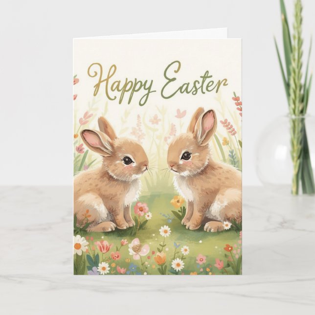 Tarjeta Conejitos felices de Pascua (Anverso)