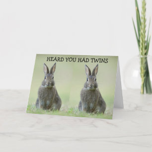 TARJETA CONEJITOS GEMELOS PARA "LOS NUEVOS BEBÉS GEMELOS"