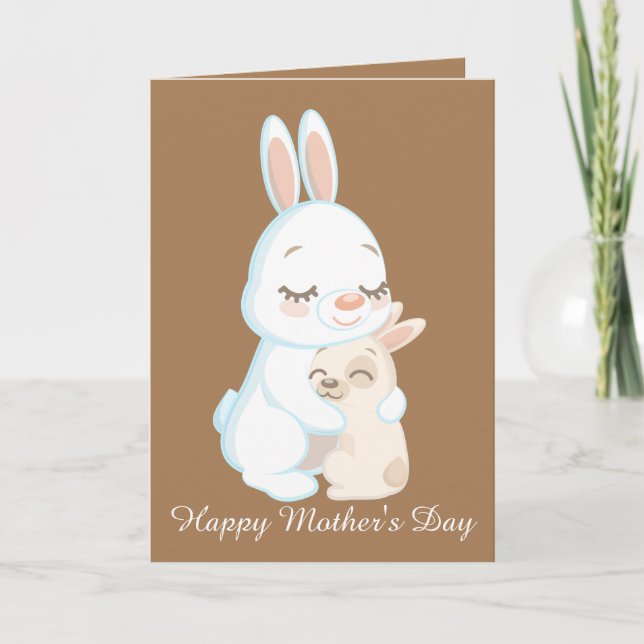 Tarjeta Conejitos lindos Feliz Día de la Madre (Anverso)