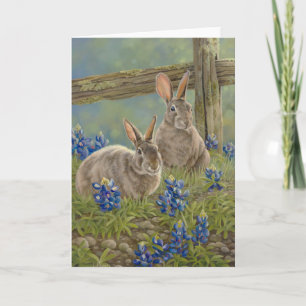 Tarjeta Conejitos y Bluebonnets