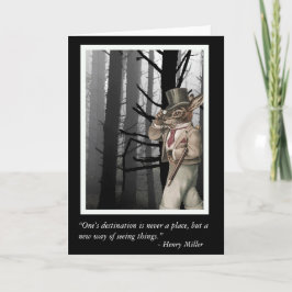 Tarjeta Conejo Antropomórfico y cita de Henry Miller