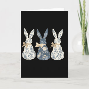 Tarjeta Conejo Azul Floral Lindo Día Feliz de Pascua Coque