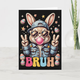 Tarjeta Conejo Bruh Soplando Chicle Feliz Día de Pascua Ni