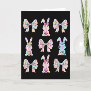 Tarjeta Conejo Cara Conejo Coqueto Lazo Día de Pascua Muje