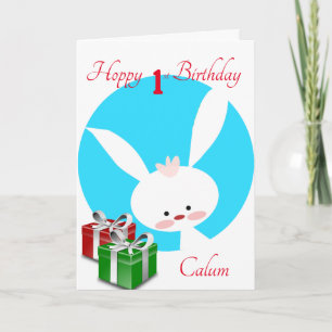 Tarjeta Conejo chicos cumpleaños 1 Hoppy