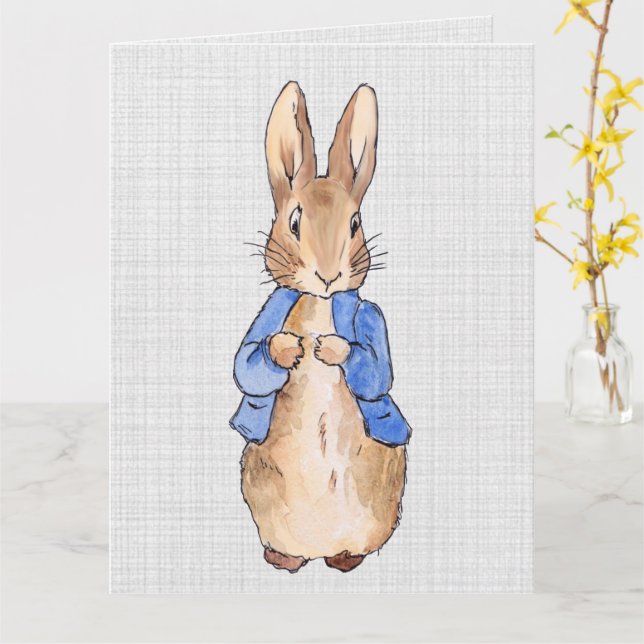 Tarjeta Conejo clásico Bunny (flor amarilla)