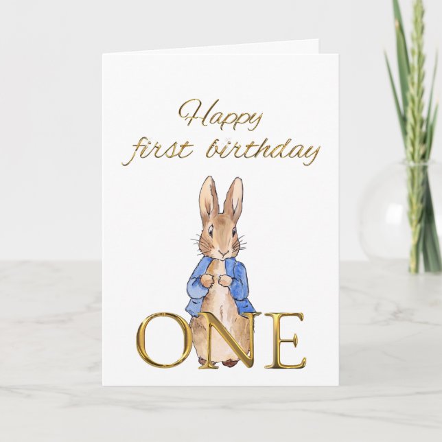 Tarjeta Conejo clásico con chaqueta azul (Anverso)