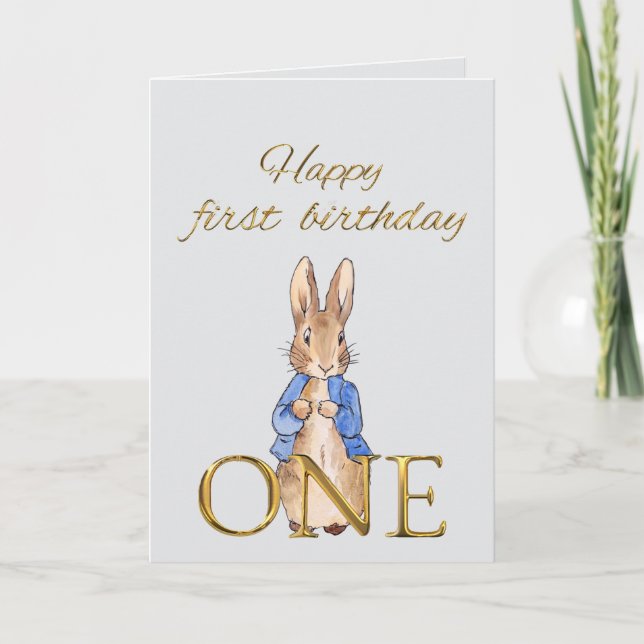 Tarjeta Conejo clásico con chaqueta azul (Anverso)
