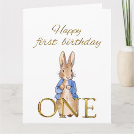 Tarjeta Conejo clásico con chaqueta azul