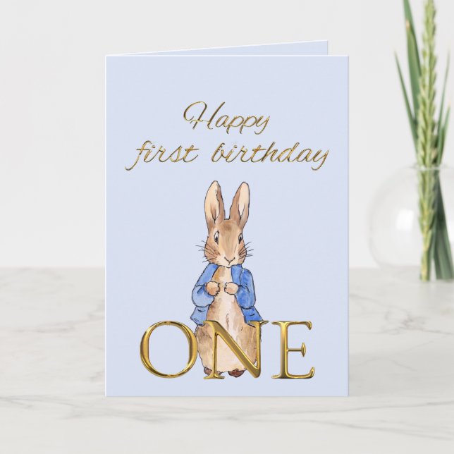 Tarjeta Conejo clásico con chaqueta azul (Anverso)