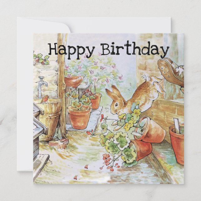 Tarjeta Conejo clásico vintage Feliz cumpleaños (Anverso)
