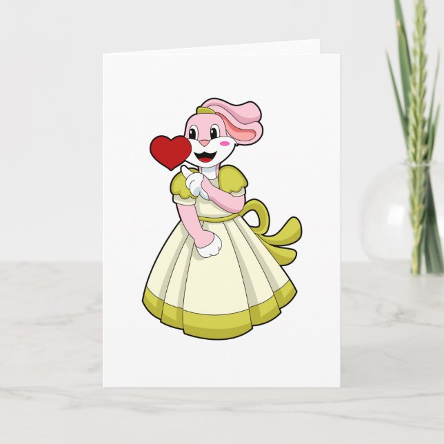 Tarjeta Conejo como novia con vestido Boda. PNG (Anverso)
