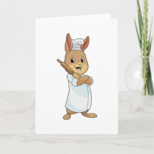 Tarjeta Conejo como panadero con rodillo
