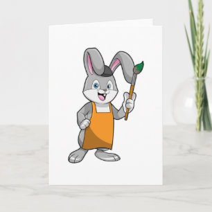 Tarjeta Conejo como pintor con pincel