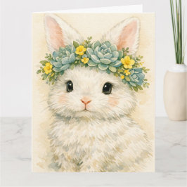 Tarjeta Conejo con Corona Floral