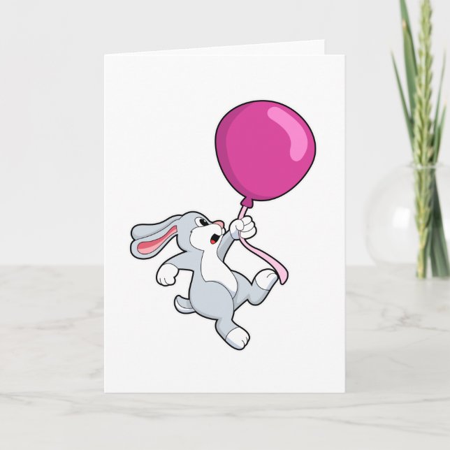 Tarjeta Conejo con globo (Anverso)