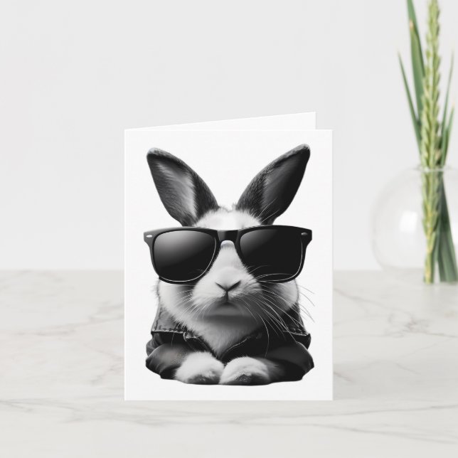 Tarjeta Conejo conejo conejo Guay con Sungles Jacket Easte (Anverso)
