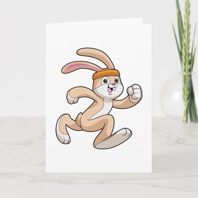 Tarjeta Conejo corriendo con cinta en la cabeza (Anverso)