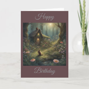 Tarjeta Conejo Dark Cottagecore en el jardín Cumpleaños
