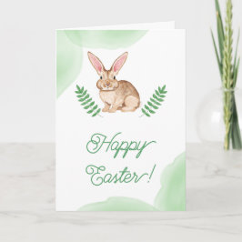 Tarjeta Conejo de Acuarela con Orejas Grandes Feliz Pascua