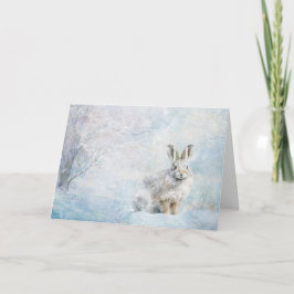 Tarjeta Conejo De Animales De Woodland Con Saludo De Nieve