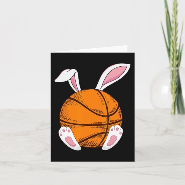 Tarjeta Conejo de baloncesto de Pascua Conejo Conejo Feliz (Anverso)