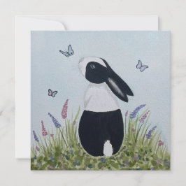 Tarjeta Conejo de conejo holandés acuarela