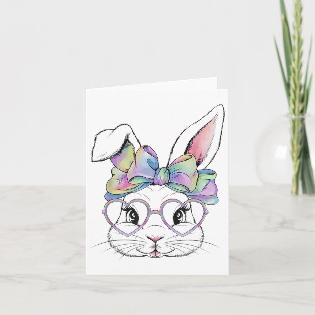 Tarjeta Conejo de conejo lindo Cara Tejido de tinta de ojo (Anverso)