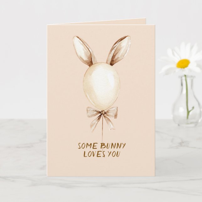 Tarjeta Conejo de crema orejas globo amor (Planta pequeña)