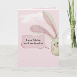 Tarjeta Conejo de cumpleaños de bisnieta en rosa