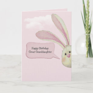 Tarjeta Conejo de cumpleaños de bisnieta en rosa
