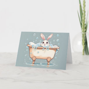 Tarjeta Conejo de Cumpleaños En Baño De Burbujas