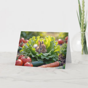 Tarjeta Conejo De Cumpleaños En Jardín Vegetable