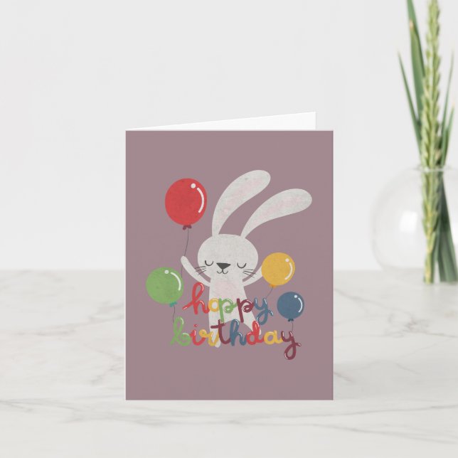Tarjeta Conejo de Cumpleaños Pun: Día de Azar Adorable (Anverso)