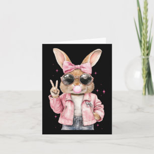 Tarjeta Conejo de estampado de leopardo Burbuja de chicle 