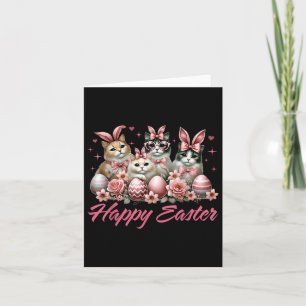 Tarjeta Conejo de gato lindo Conejo felino Feliz Pascua Ga