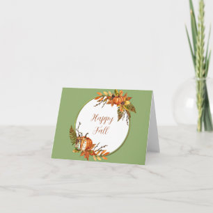 Tarjeta Conejo de otoño y calabazas con texto personalizab