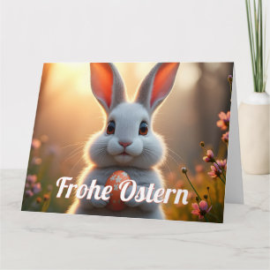 Tarjeta Conejo de Pascua alegre en el encanto de la primav