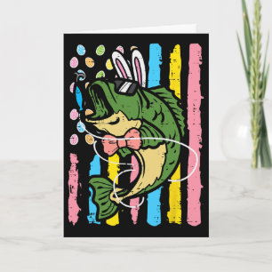 Tarjeta Conejo de Pascua B Fish Buny Us Bandera Patriota H