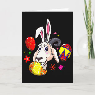 Tarjeta Conejo de Pascua Cabra Divertido Granjero Pascua C