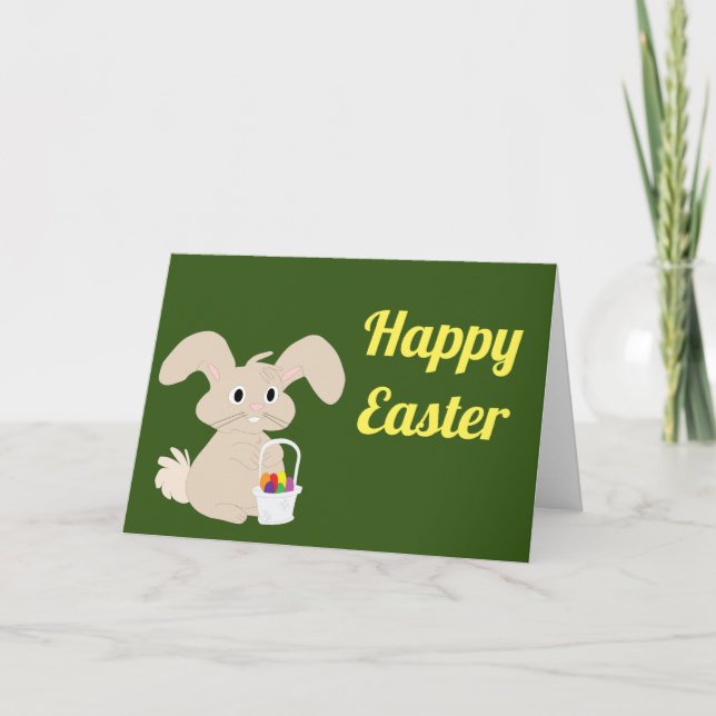 Tarjeta Conejo de Pascua con cesta (Anverso)