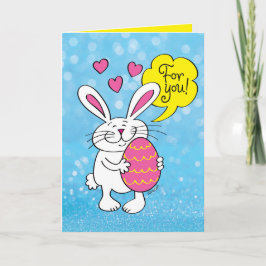 Tarjeta Conejo De Pascua Con Gran Personalizado De Huevo D